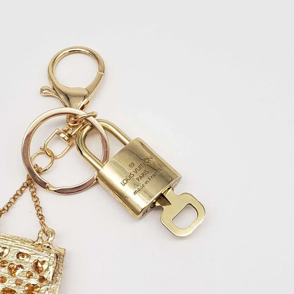 Louis Vuitton Authentic Gold Padlock 🔒 Key + Unbranded Keychain Bag Charm